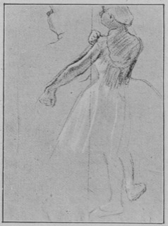 Danseuse rajustant l'épaulette de son corsage