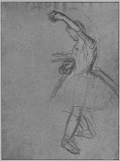 Danseuse vue de profil, le bras gauche levé