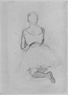 Danseuse agenouillée, vue de dos.