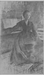 Jeune femme assise près d'un piano