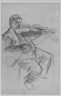 Violoniste assis (deux études en un cadre)