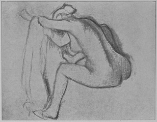 Femme nue assise, s'essuyant