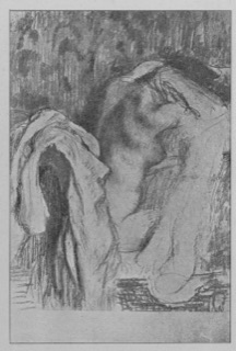 Après le bain, femme s'essuyant