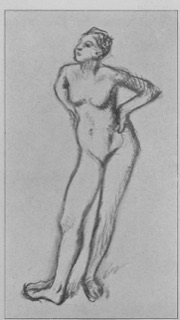 Étude de nu (femme debout, les mains sur les hanches)