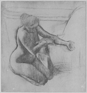 Après le bain, femme nue s'essuyant