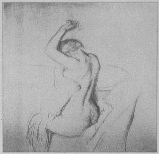 Après le bain, femme nue s'essuyant