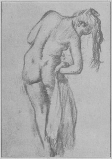 Femme nue s'essuyant.
