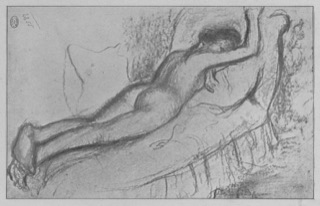 Femme nue, couchée sur un divan