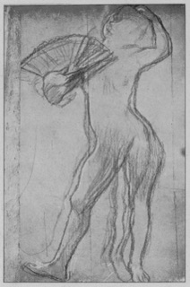 Femme nue tenant un éventail