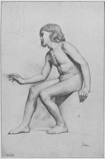Fillette assise (étude de nu)