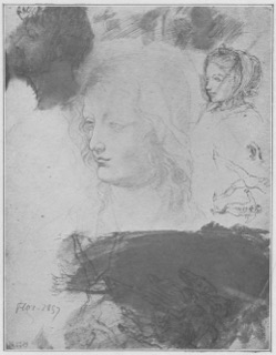 Tête de femme. — Tête d'homme. — Lutteurs. — Cavalier