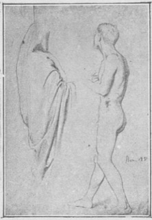Étude de draperie. — Homme nu, debout.