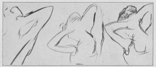 Danseuse rajustant sa coiffure.