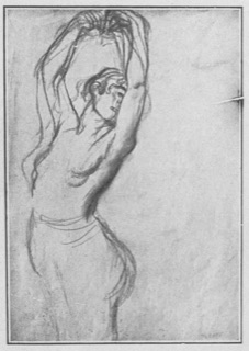 Danseuse, les bras levés