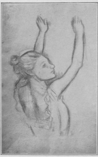 Danseuse, les bras levés