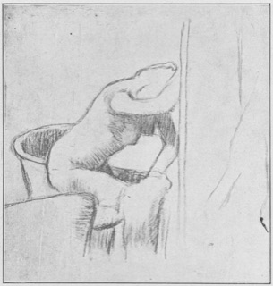 Après le bain; femme s'essuyant