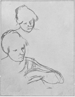 Tête de femme. — Femme accoudée (buste).