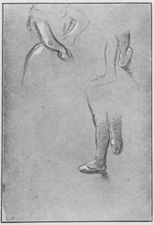 Trois croquis (études de buste et de jambes).