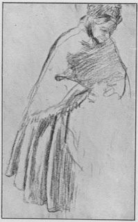 Femme âgée, les épaules couvertes d'un châle.