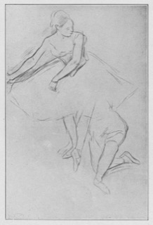 Les pointes. — Étude de danseuse agenouillée
