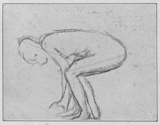 Après le bain ; femme s'essuyant les pieds