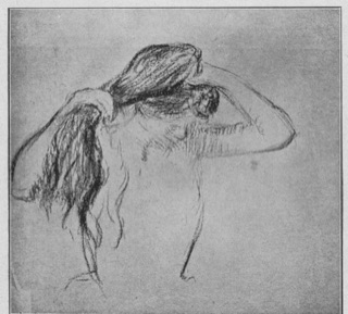 Femme se coiffant (buste)
