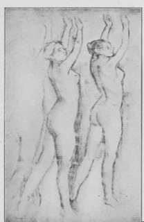 Deux femmes nues, les bras levés