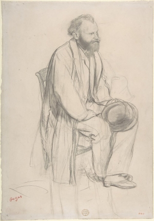 Photo de Edouard Manet assis tenant un chapeau