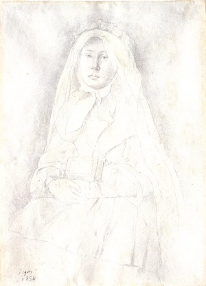 Photo de Marguerite de Gas en habit de confirmation