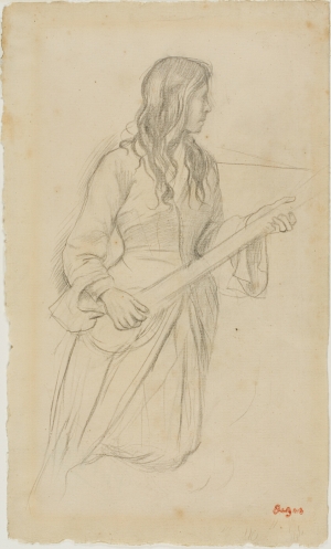 Photo de Jeune femme jouant de la mandoline pour le Portrait de Mlle Fiocre du Ballet La Source